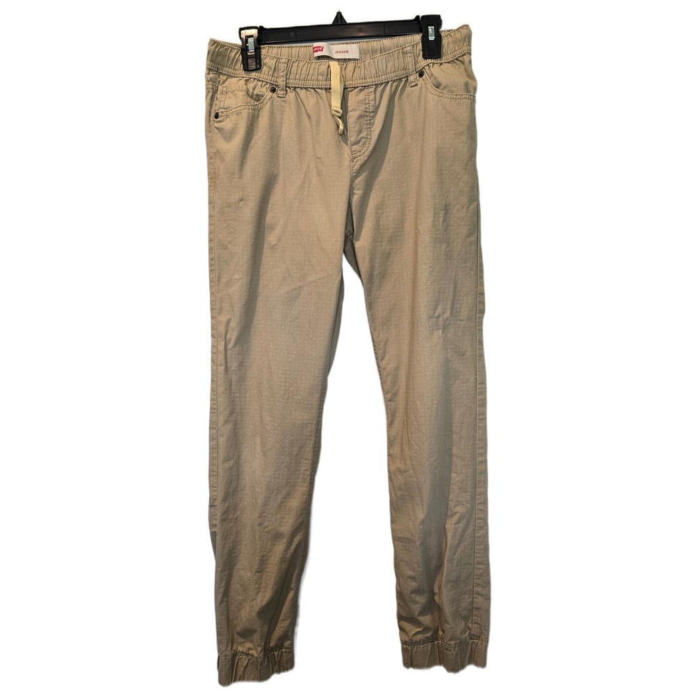 Levis Boys Khaki Jogger Pants‎ Tan Elastic Waist Cotton Size XL 14-16